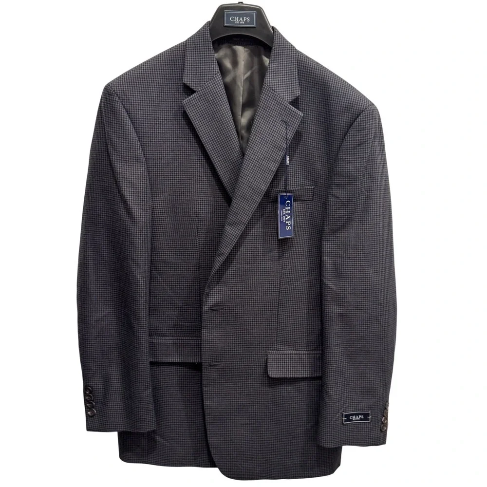 Chaps Men's Grey/Black Check Blazer –‎ 42 Long, Classic Fit